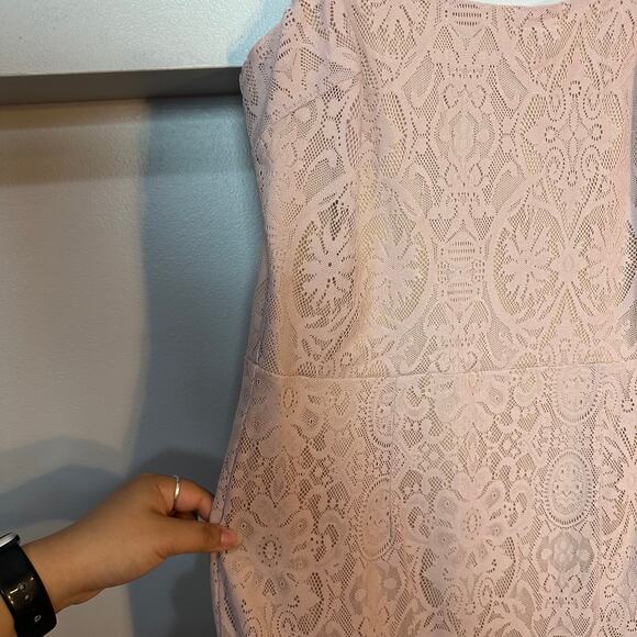 NWT Dress the Population Zahra Sheath Pink Lace Bodycon Midi Dress Size Large - Picture 7 of 12